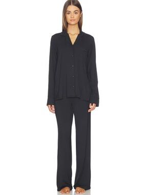 SKIMS Sleep Long Button Down Sleep Set Onyx